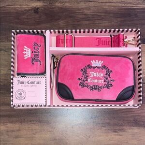 Juicy Couture Pink Purse, Wallet and Crossbody Strap Box Set